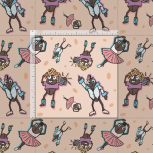 Cartoon Coffee Bean Dance Party Stoff