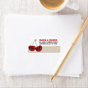 Cartoon Cool Party Cherries Twins Geburtstagsadres Adressaufkleber