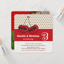 Cartoon Cool Party Cherries Twins GeburtstagsFoto