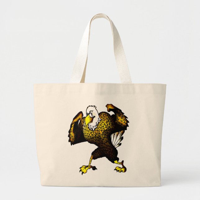Cartoon Cooler Blick Adler Tote Tasche (Vorne)