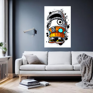 Cartoon cooler Roboter   Art der AI Poster