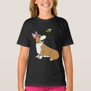 Cartoon Corgi Bee Girl's Ringer TShirt
