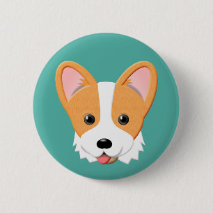 Cartoon Corgi Button