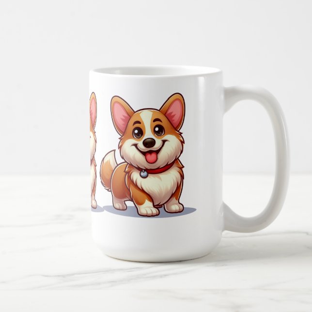 Cartoon Corgi Kaffeetasse (Rechts)