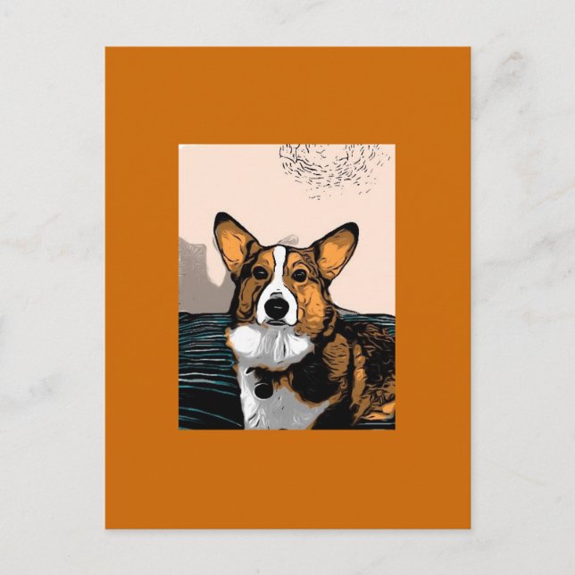 Cartoon Corgi Postkarte (Vorderseite)