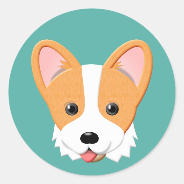 Cartoon Corgi Runder Aufkleber (Vorderseite)