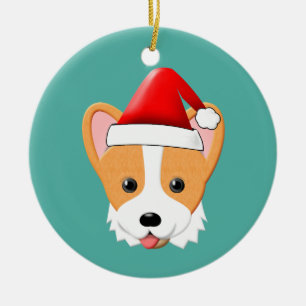 Cartoon Corgi Weihnachtsfeierliche Weihnachtsmannm Keramik Ornament