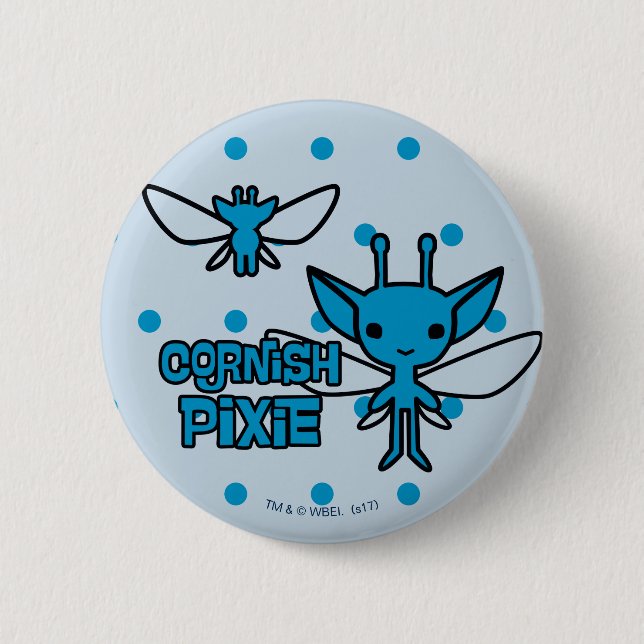 Cartoon Cornish Pixie Character Art Button (Vorderseite)