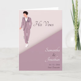 Cartoon Couple in Lila Wedding Seine Vows Card Dankeskarte