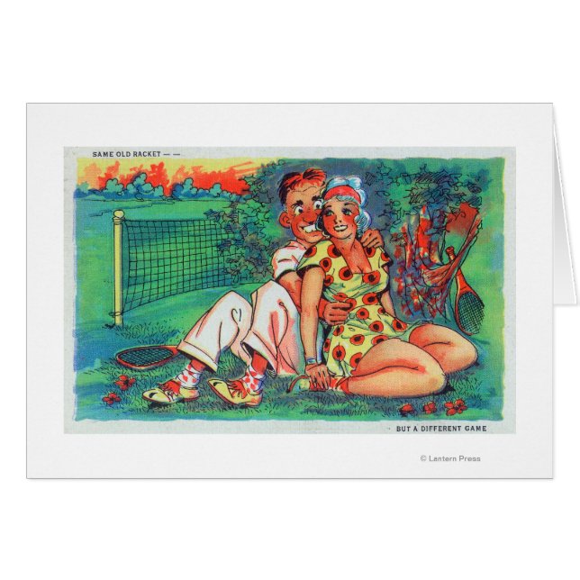 Cartoon Couple mit Tennisgear (Vorderseite (Horizontal))