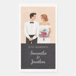 Cartoon Couple Moderne Hochzeit Serviette