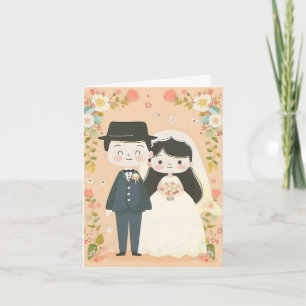 Cartoon Couple Niedlich Wedding Einladung