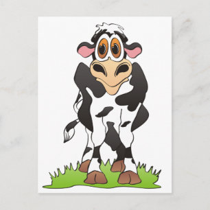 Cartoon Cow Holstein Postkarte
