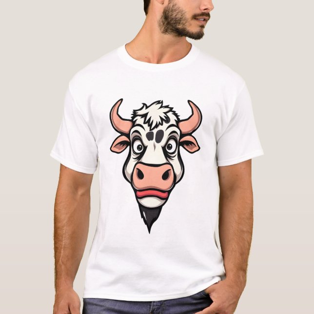 Cartoon Cow Print Design T-Shirt (Vorderseite)