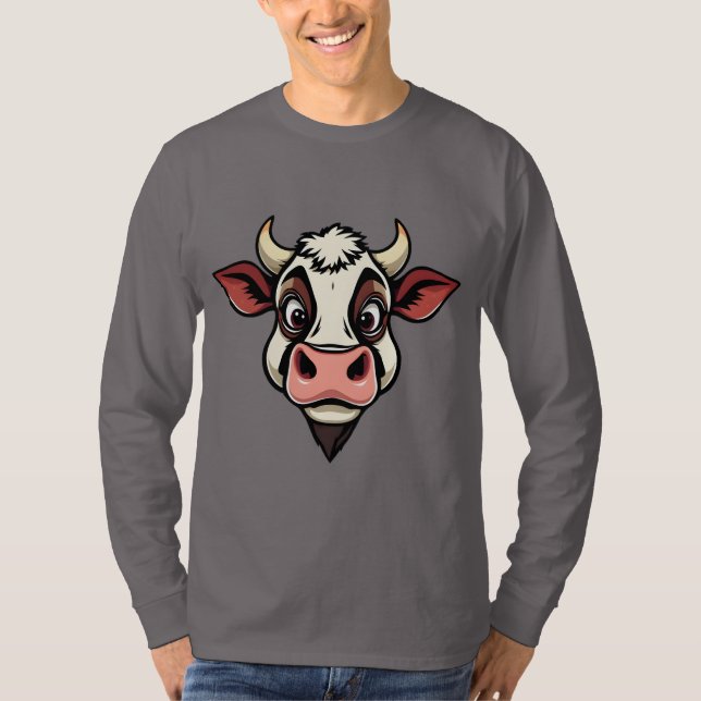 Cartoon Cow Print Design T-Shirt (Vorderseite)