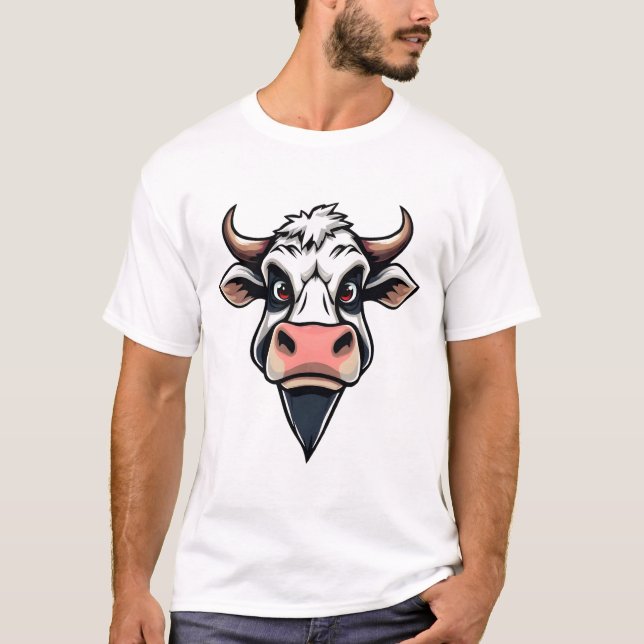 Cartoon Cow Print Design T-Shirt (Vorderseite)