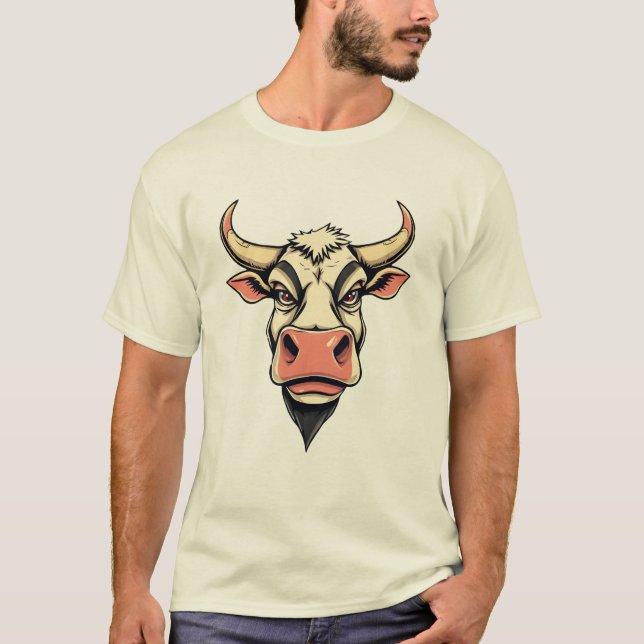 Cartoon Cow Print Design T-Shirt (Vorderseite)
