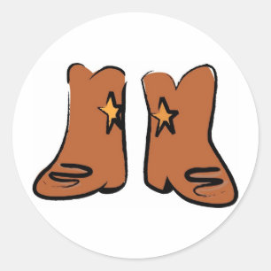 Cartoon Cowboy Boots Runder Aufkleber