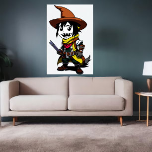 Cartoon Cowboy Hexe   Art der AI Poster