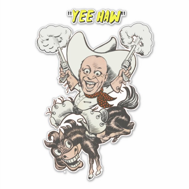 Cartoon Cowboy Schießen Pistolen Reiten Kunst Aufkleber (Vorderseite)