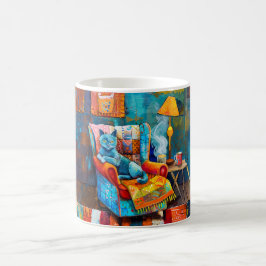 Cartoon Cozy Cat in Armchair Kaffeetasse
