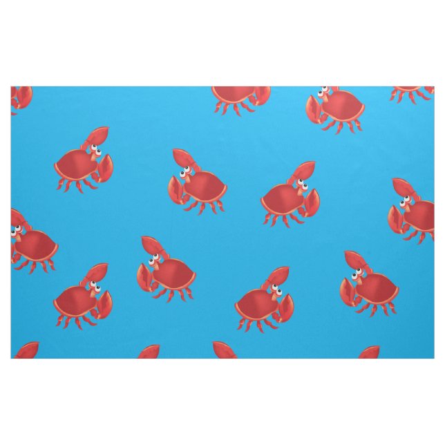 Cartoon Crab Fish Print Pattern Stoff (Fat Quarter (45,7 x 55,9 cm))