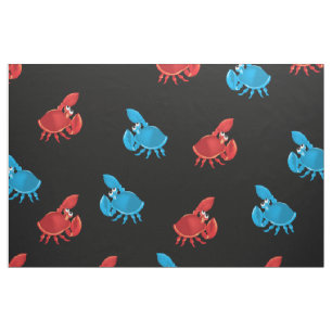 Cartoon Crab Fish Print Pattern Stoff