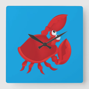 Cartoon crab quadratische wanduhr