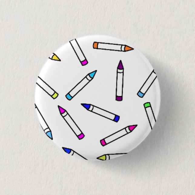 Cartoon Crayon Muster dekorativ Button (Vorderseite)
