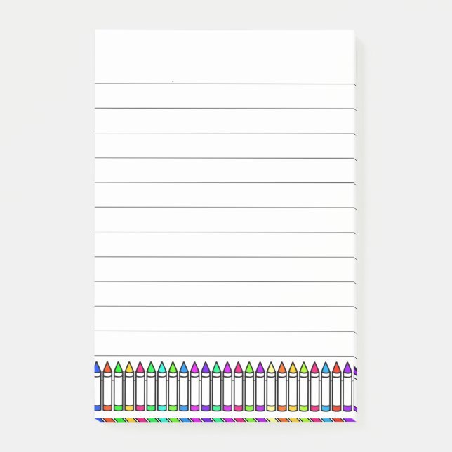 Cartoon Crayon Pattern Lined Post-it Klebezettel (Vorderseite)