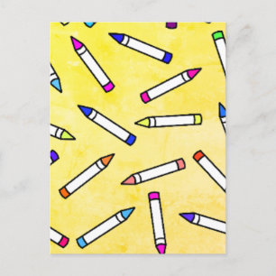 Cartoon Crayon Pattern Postkarte