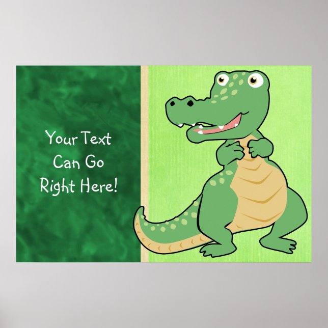 Cartoon Crocodile Poster Print (Vorne)