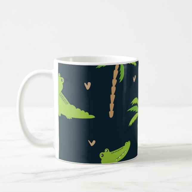 Cartoon Crocodiles: Alligator Palms Muster. Kaffeetasse (Links)