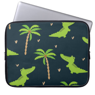 Cartoon Crocodiles: Alligator Palms Muster. Laptopschutzhülle