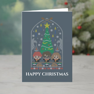 Cartoon Cross-Stitch HOGWARTS™ Weihnachtsfest Feiertagskarte