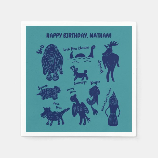 Cartoon Cryptids Cryptozoologie Monster Custom Nic Serviette (Vorderseite)