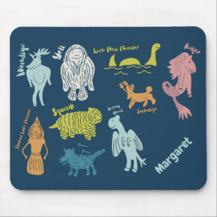 Cartoon Cryptids Cryptozoology Guide Personalisier Mousepad