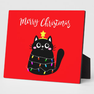 Cartoon Cute Black Christmas tree Fotoplatte