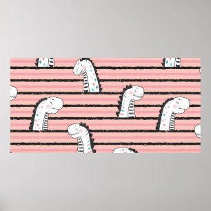 Cartoon Cute Dinosaurs vintage Seamless pattern. C Poster