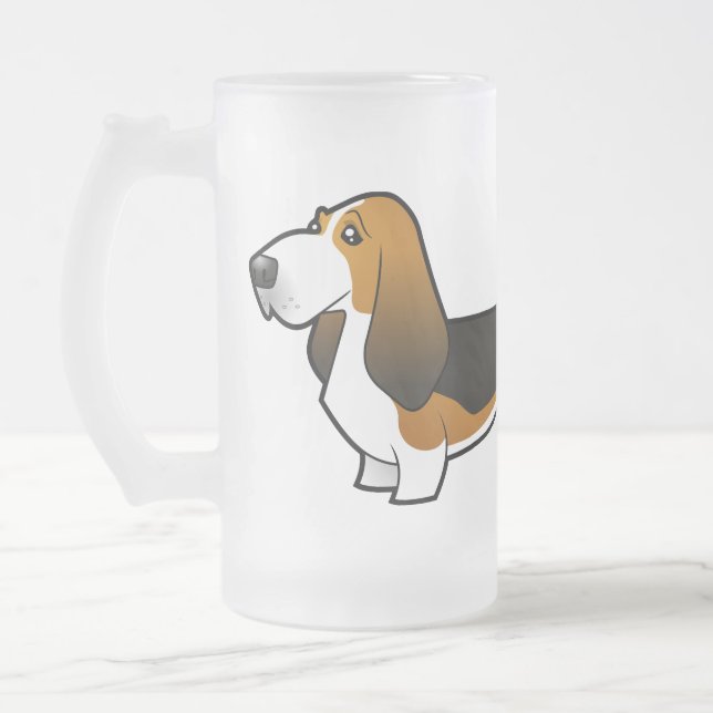 Cartoon-Dachshund-Jagdhund Mattglas Bierglas (Links)