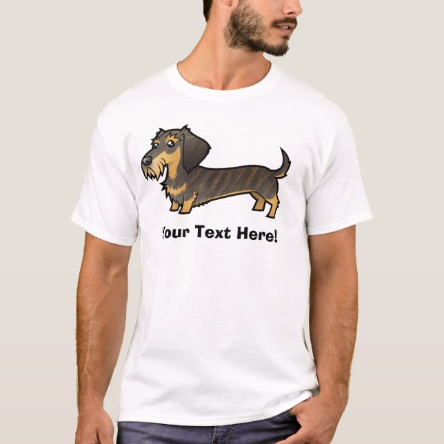 Cartoon-Dackel (Drahthaarterrier) T-Shirt (Vorderseite)