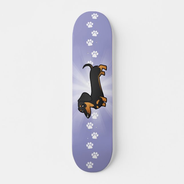 Cartoon-Dackel (glatter Mantel) Skateboard (Vorne)