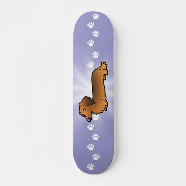 Cartoon-Dackel (langhaarig) Skateboard (Vorne)