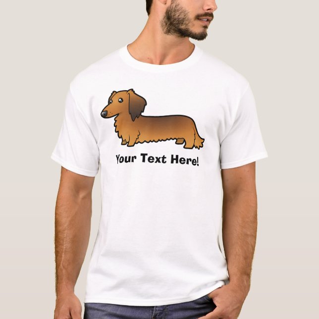 Cartoon-Dackel (langhaarig) T-Shirt (Vorderseite)