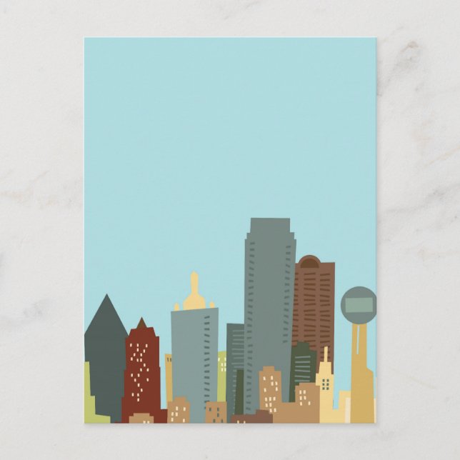 Cartoon Dallas Postkarte (Vorderseite)