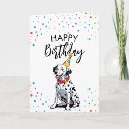 Cartoon Dalmatiner Hund mit Confetti Geburtstag Karte
