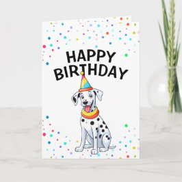 Cartoon Dalmatiner Hund mit Party Hat Geburtstag Karte