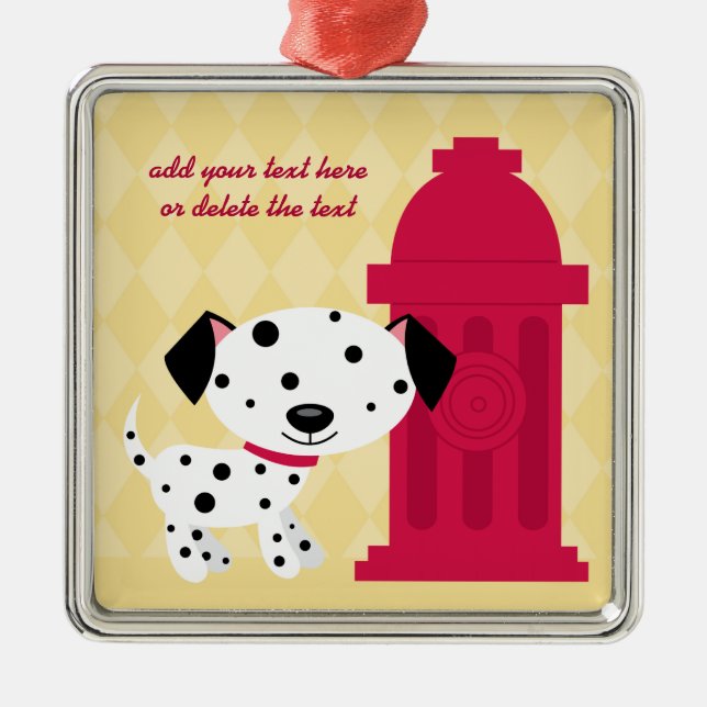 Cartoon dalmation Hund u. Feuerhydrantverzierung Ornament Aus Metall (Vorne)