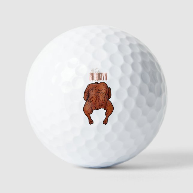 Cartoon-Darstellung von Hähnchen Golfball (Vorderseite)