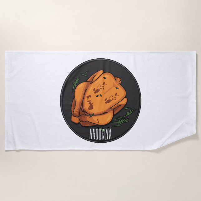 Cartoon-Darstellung von Hähnchen Strandtuch (Vorderseite)